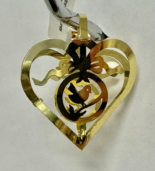Orn RC brass 3DHearts 2 birds 4 hearts 4 packages
